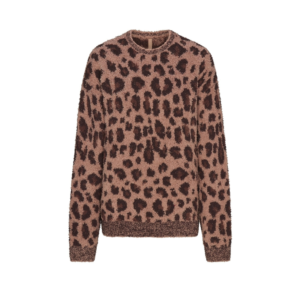 NWT SKIMS Cozy Top Fairisle kids Sienna Leopard Print 4/5